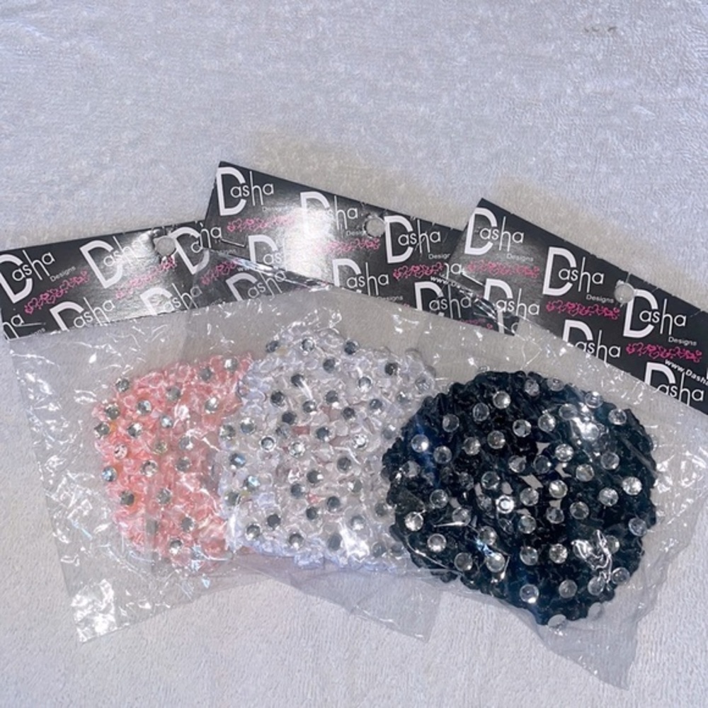 Dasha Designs - 3 pack Rhinestone (Crystal) crocheted bun covers - ballet dancer